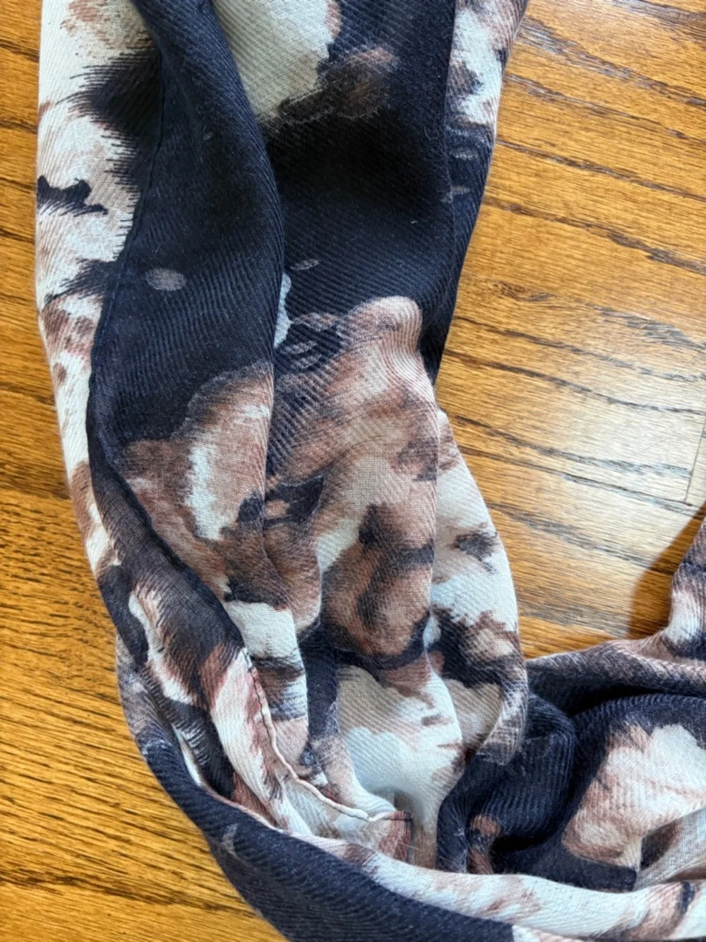 Floral Infinity Scarf in Navy Blue and Pink- Women's Accessory
